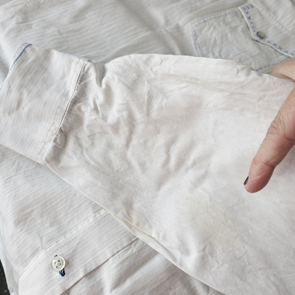 Rough Stock Panhandle Slim Western Embroidered Womens L Long Sleeve  Pearl *FLAW - Picture 16 of 16